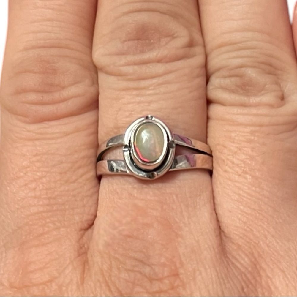 Genuine Ethiopian Opal Sterling Silver Ring Size 8